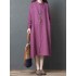 Women Casual Solid Color Long Sleeve Pockets Shirt Dress