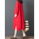 Women Casual Solid Color Long Sleeve Pockets Shirt Dress