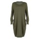 Women Casual Solid Color Round Neck Baggy Loose Dress