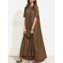 Women Casual Solid Color Short Sleeve Kaftan Maxi Dress