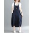 Women Casual Spaghetti Straps Loose Denim Dress with Pockets