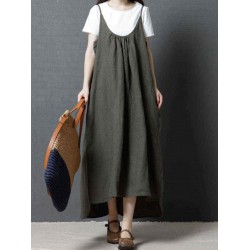 Women Casual Straps Loose Irregular Hem Dress