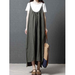 Women Casual Straps Loose Irregular Hem Dress