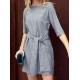 Women Casual Stripe Sashes Mini Dress