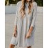 Women Casual Turn-down Collar 3/4 Sleeve Button Dress