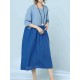 Women Casual Two-tone Patchwork Loose Dress