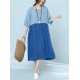 Women Casual Two-tone Patchwork Loose Dress