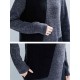 Women Casual Two-tone Patchwork Turtle Neck Knit Winter Dress