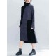 Women Casual Two-tone Patchwork Turtle Neck Knit Winter Dress