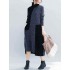 Women Casual Two-tone Patchwork Turtle Neck Knit Winter Dress