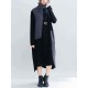 Women Casual Two-tone Patchwork Turtle Neck Knit Winter Dress