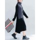 Women Casual Two-tone Patchwork Turtle Neck Knit Winter Dress