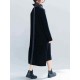 Women Casual Two-tone Patchwork Turtle Neck Knit Winter Dress