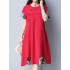 Women Chinese style Dress Vintage Cotton Linen Short Sleeve Dresses