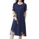 Women Chinese style Dress Vintage Cotton Linen Short Sleeve Dresses