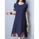 Women Chinese style Dress Vintage Cotton Linen Short Sleeve Dresses