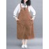 Women Corduroy Spaghetti Straps Pockets Casual Dress