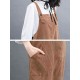 Women Corduroy Spaghetti Straps Pockets Casual Dress