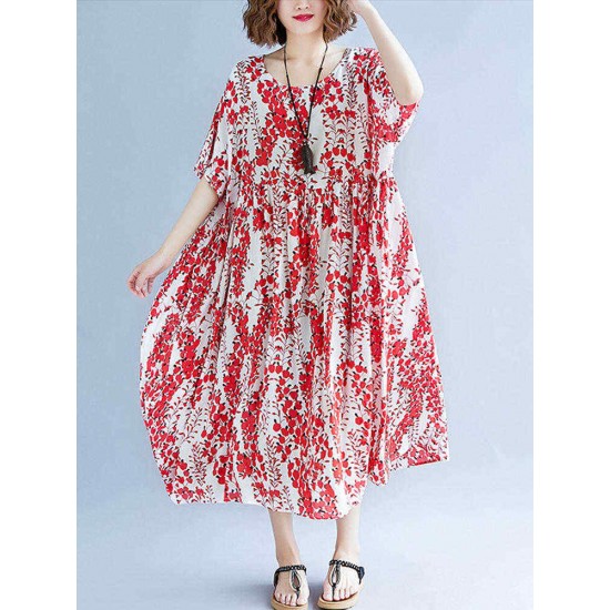 Women Cotton A-line Loose Maxi Dress