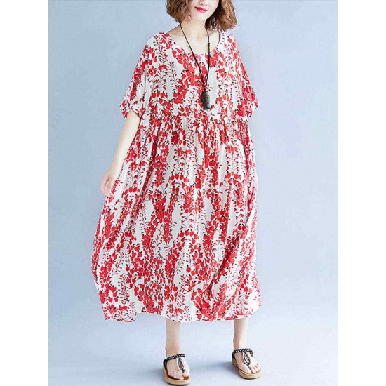 Women Cotton A-line Loose Maxi Dress