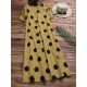 Women Cotton Casual Polka Dot Short Sleeves Dress