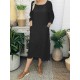 Women Cotton Solid Color 3/4 Sleeve Casual Dress with Pockets