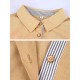 Women Elegant Lapel Stripe Patchwork 3/4 Sleeve Dress