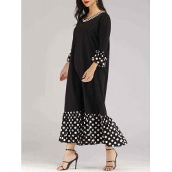 Women Elegant Polka Dot Ruffles Long Dress