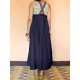 Women Ethnic Back Crossed Straps Cotton Dress with Pockets