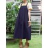 Women Ethnic Back Crossed Straps Cotton Dress with Pockets