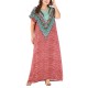 Women Ethnic Print Batwing Sleeve Kaftan Maxi Dress