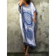 Women Ethnic Print Bohemian Loose Beach Long Dress