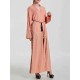 Women Ethnic Style V-neck Long Sleeve Bead Kaftan Dress