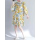 Women Fashion Leaves Print O-neck Half Sleeves Dress