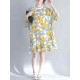 Women Fashion Leaves Print O-neck Half Sleeves Dress