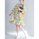 Women Fashion Leaves Print O-neck Half Sleeves Dress