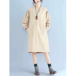 Women Fashion Long Sleeves Loose Dress