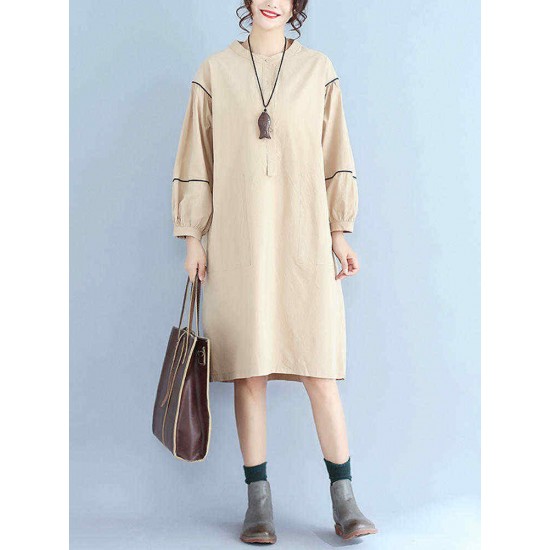 Women Fashion Long Sleeves Loose Dress