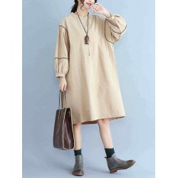 Women Fashion Long Sleeves Loose Dress