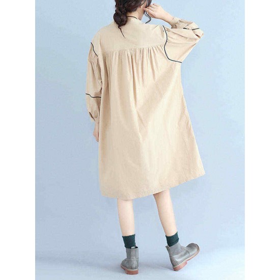 Women Fashion Long Sleeves Loose Dress