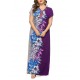 Women Floral Patchwork V-neck Short Sleeve Kaftan Dress