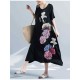 Women Floral Printed Cotton Dress Scoop Neck Casual Dresses