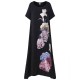 Women Floral Printed Cotton Dress Scoop Neck Casual Dresses