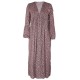 Women Holiday Leopard Print V-neck Long Sleeve Maxi Dress