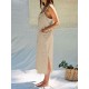 Women Holiday Sleeveless Beach Long Dress with Pockets