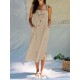 Women Holiday Sleeveless Beach Long Dress with Pockets