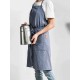 Women Japanese Retro Pure Color Cotton Linen Aprons Dress with Pockets