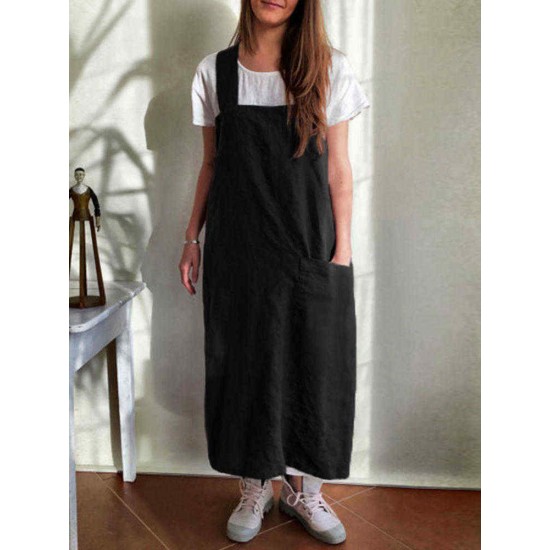 Women Japanese Style Kitchen Brief Solid Color Cotton Dress Linen Pinafore Aprons Women Japanese Style Kitchen Brief Solid Color Cotton Dress Linen Pinafore Aprons