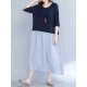 Women Literary style Dress Half Sleeve Cotton Linen Dresses