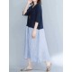 Women Literary style Dress Half Sleeve Cotton Linen Dresses